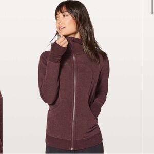 Lululemon zip up Scuba Classic Cotton Fleece Heathered Bordeaux Drama‎ size 4
